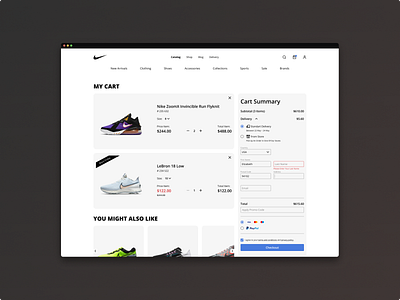 Cart Summary branding cart checkout graphic design shoes shop sneakers store summary web