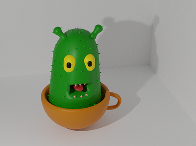 Monster cactus 3d 3d design animation blender design art
