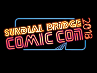 Sundial Bridge Comic Con Logo comic con design illustration logo logo design neon sign retro logo