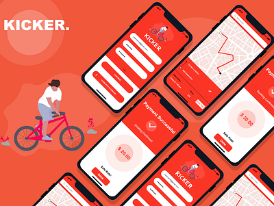 Kicker Bike Taxi app design beginner redesign concept uiuxdesign