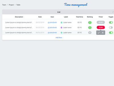 Time management app app interface ui ux