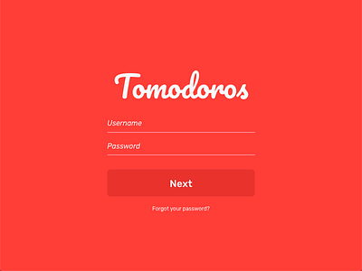 Pomodoros App interface login logo ux