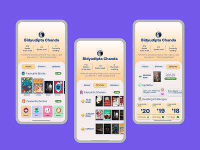 betterReads User Profile - Daily UI #6 adobexd books daily 100 challenge daily ui dailyui dailyuichallenge design iphonex profile ui user userprofie ux