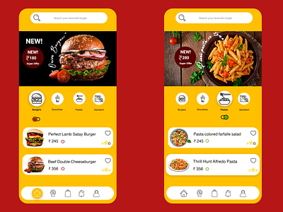 Burgers & Pasta App Concept animation app branding design graphic design icon minimal typography ui ux