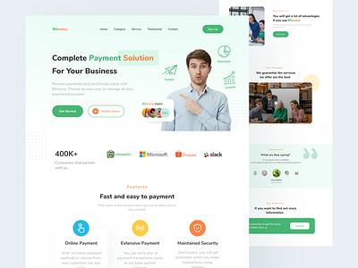 Fullush-Payment Landing Page clean clean ui design green landing page mobile ui payment ui ui design uiux web design website