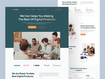 KulakaUI - Digital Product Agency Landing Page agency landing page agency website app clean design landing page landing page design layouting ui ui design ui designer uiux uiux designer ux website