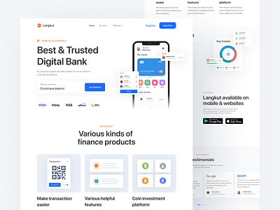 Langkut - Finance Landing Page clean clean design clean website design finance finance clean finance landing page finance website landing page layout ui ui designer uiux ux web design