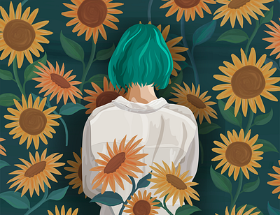 Lost In Sunflowers illustration