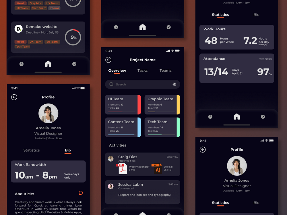 Project management app ui by komal bade on dribbble