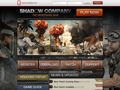 Shadow Company css game home homepage html landing page web website