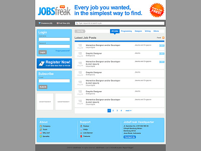 JOBSfreak css home homepage html index landing web website