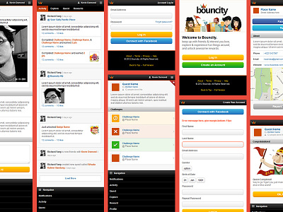 Bouncity Mobile WAP detail footer form header login map menu mobile responsive social startup web