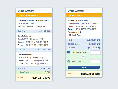 Tiket.com Order Summary