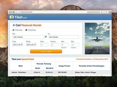Tiket.com Special Flight Deal Page css deal flight form html landing page search special table