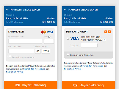 Mobile Apps Credit Cards Payment Page