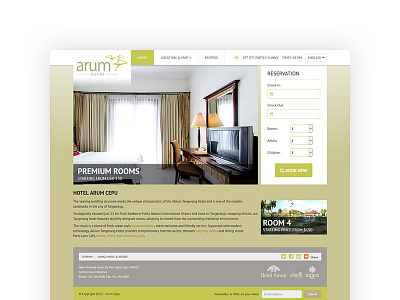 Arum Hotel condominium homepage hotel landing page resort room search form slide travel web