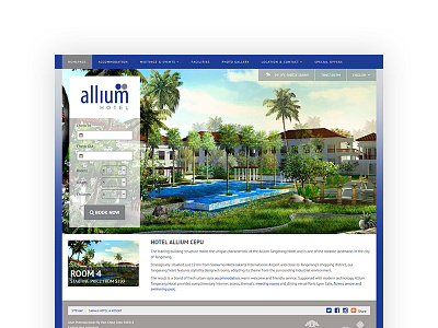 Allium Hotel condominium homepage hotel landing page resort room search form slide travel web