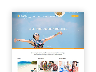 Tiket.com Careers Page career careers header homepage landing page slide team travel web