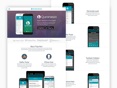 Draft Mockup Webpage Quranesia apps draft mobile mockup quran web