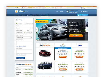 Tiket.com Rentcar Page car cards homepage landing raster rent rentcar site tiket travel web webpage