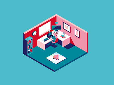 How We Work Now books cat coronavirus covid 19 design desk digital digital illustration editorial illustration isometric isometric illustration magazine cover office reading room vector vectorart working from home workspace