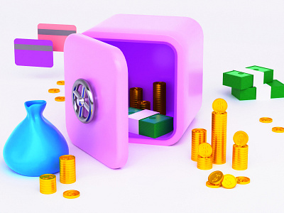 Bank 3d blender branding design illustration vector
