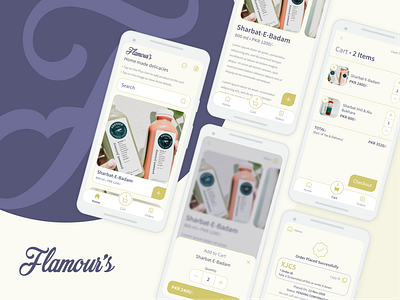 Flamour's | Product Design & Development app design flat food app lettering logo minimal mobile app design smooth ui ux web