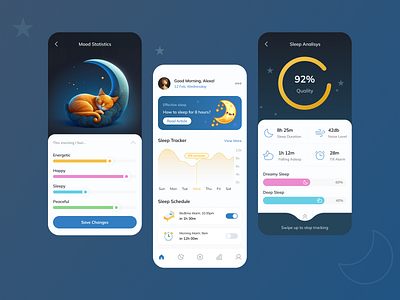 Sleep Tracker | Mobile App 3d app dashboard design graphic design mobile ui ux