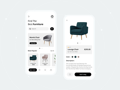 Furniture Store app app design branding chair clean ui design ecommerce furniture app furniture store ios mobile mobile app modern product simple sofa store app ui ui design ux