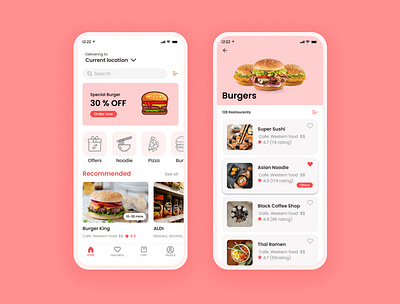 Food app v 1.0 app burger clean ui delivery app dribbble eating food and drink food app food delivery service food design food order mobile app restaurant app tracking app ui ui design ux