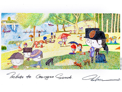 Tribute to Georges Seurat bear icon illustration