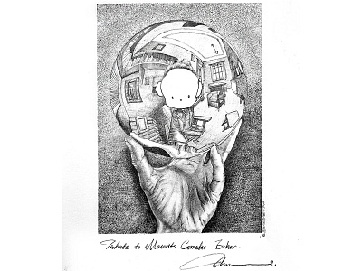 Tribute to Maurits Cornelis Escher bear icon illustration