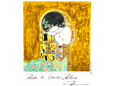 Tribute to Gustav Klimt bear icon illustration