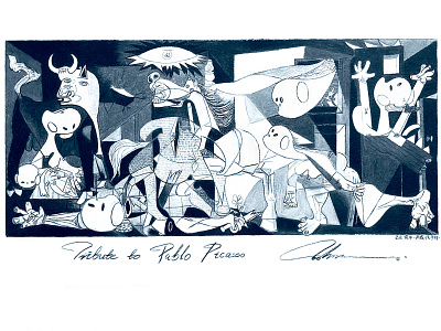 Tribute to Pablo Picasso bear icon illustration