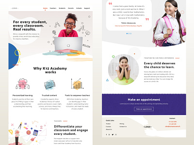 K12 Education - Landing page concept design education k12 landingpage online learning prototype school ui ux