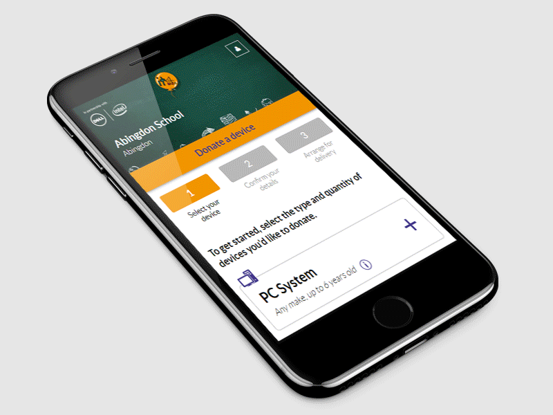 Donate Device(s) Interaction animation dell device donate it kids mobile motion responsive school ui ux