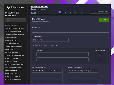 Training Portal CMS - Sense Check answer backend cms html editor prototype question text editor tinymce training portal ui ux wizard