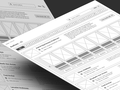 Wireframing Inspiration- Alphabet filter for data list (Authors)