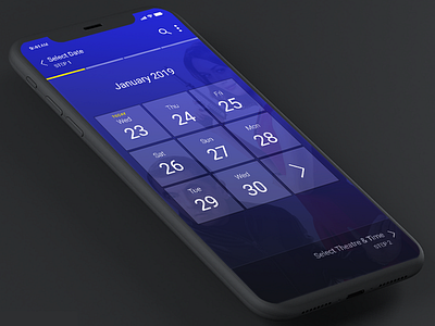 Movie Booking App: Select Date android calendar cinema illustration ios mobile app design movie app prototype ticket app ui ux