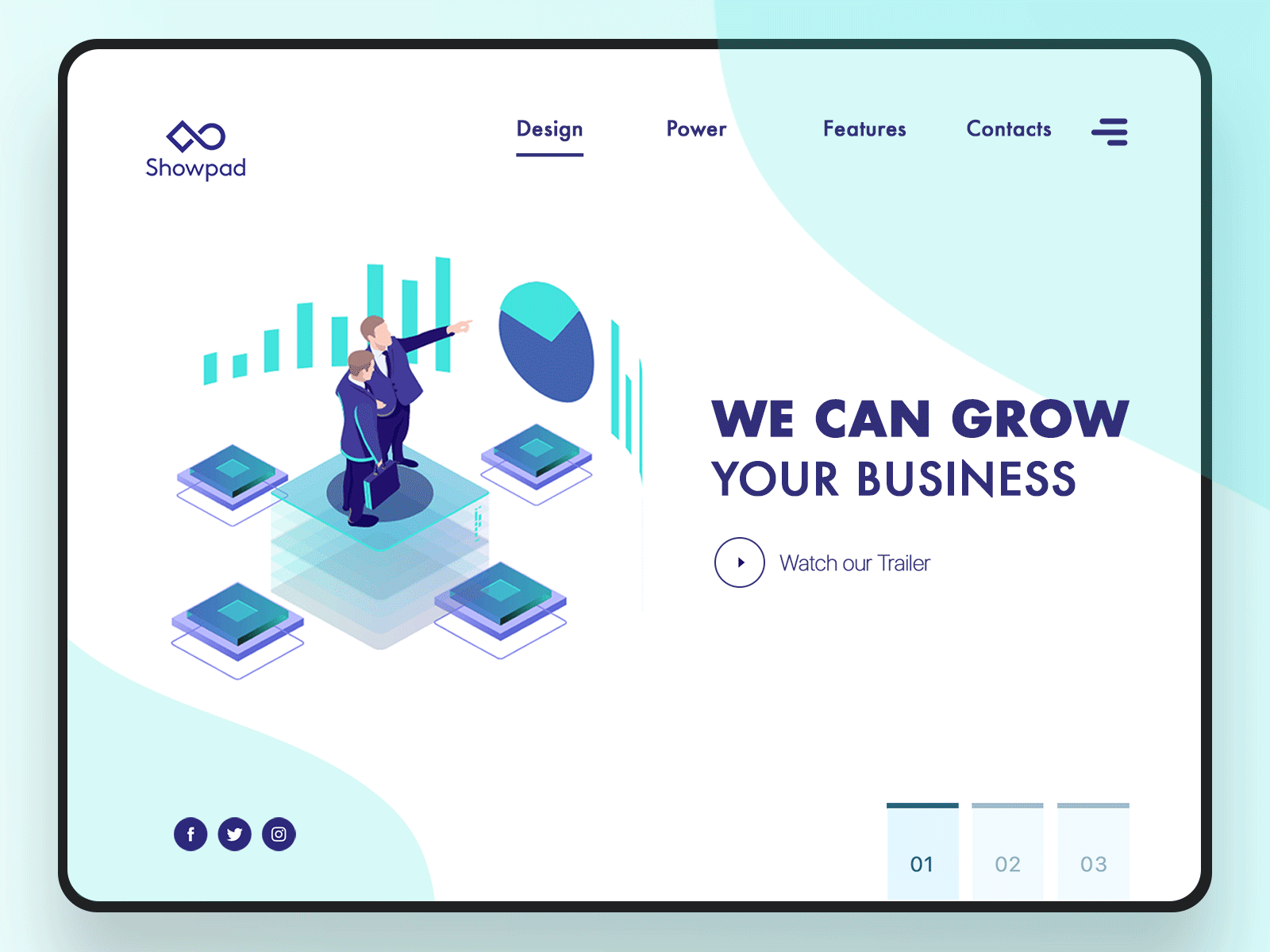Animated Business Landing Page Design app branding design flat illustration logo minimal typography vector web