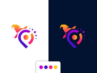Point Wizard | Location Wizard logo branding design flat graphic design icon illustration illustrator logo negative symbol