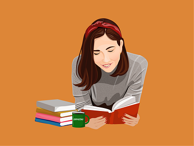 Girl with a book design girl illustraion illustrator minimal vector