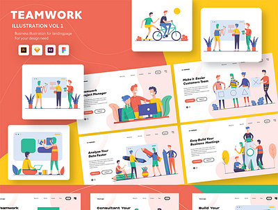 Startup Teamwork Free Illustrations Pack V adobe illustrator adobe photoshop adobe xd design figma graphicdesign illustration logo sketch uiux