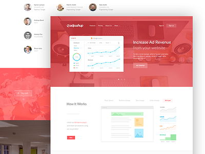 AdPushup Homepage clean flat home landing page ui ux web