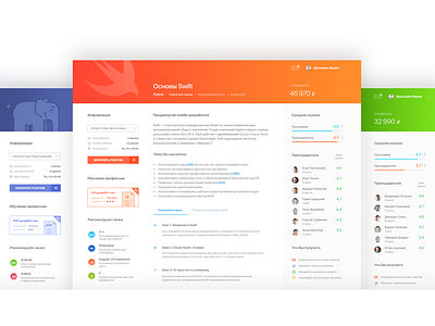 Design for learning programming service. clean coding dashboard flat page php service swift web