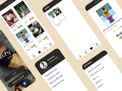 Melty ice creams mobile app design