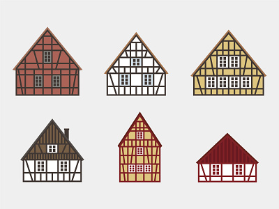 Half-timbered house illustrations