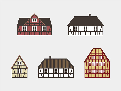Half-timbered house illustrations architecture building denmark design europe facade flat france german graphic design half timbered house houses illustration medieval vector vector design vector illustration wood wooden beam