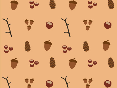 Autumn Forest Seamless Pattern acorn acorns autumn autumn pattern branch branches chestnut chestnuts design fall for sale forest illustration leaves nature pattern patterns seamless seamless pattern vector