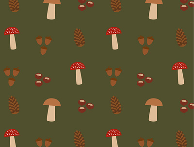 Autumn Forest Seamless Pattern acorn acorns autumn autumn pattern chestnut chestnuts design fall for sale forest illustration leaves mushroom mushrooms nature pattern patterns seamless seamless pattern vector